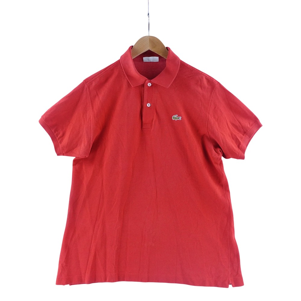 Vintage 80s Lacoste Men Size 5 Large Chemise Red Pique Polo Shirt Made in France